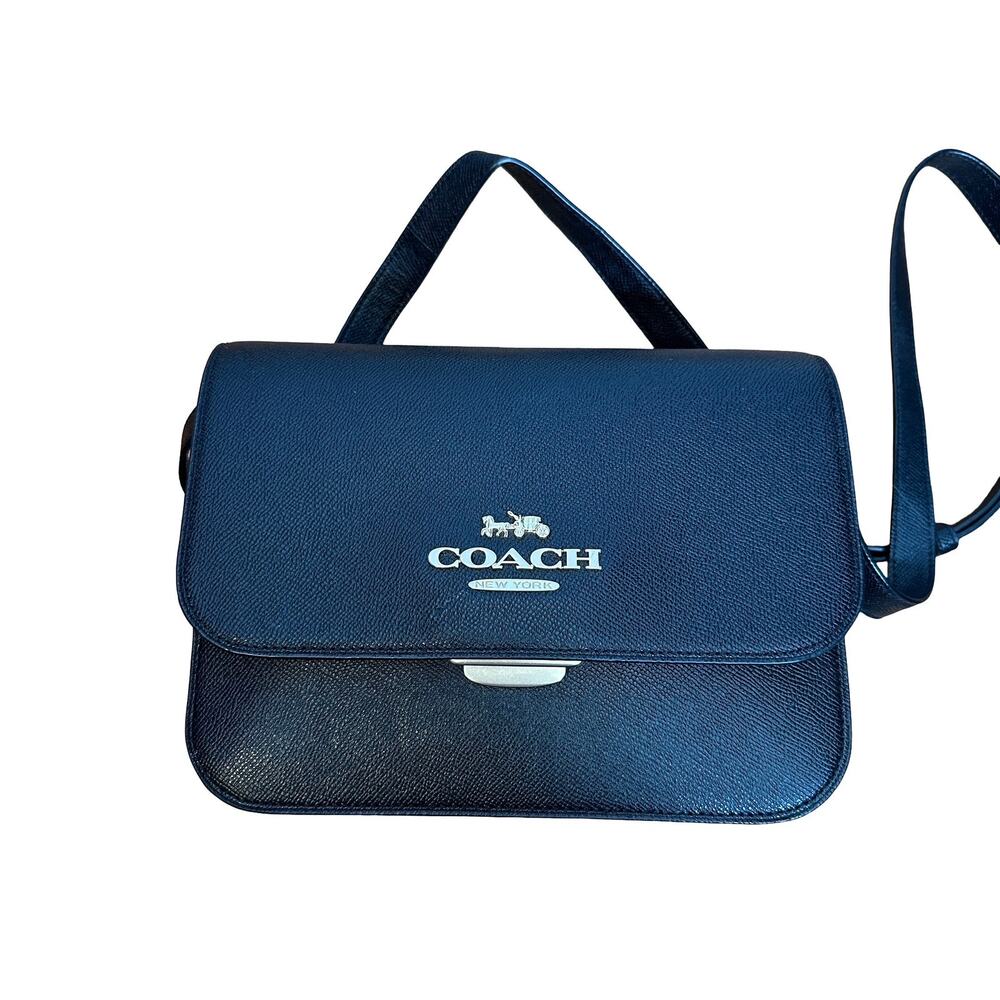 Coach Brynn Flap Leather Crossbody Bag Black Adjustable Everyday Purse C5632